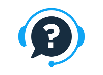 Speech bubble wearing headset containing question mark
